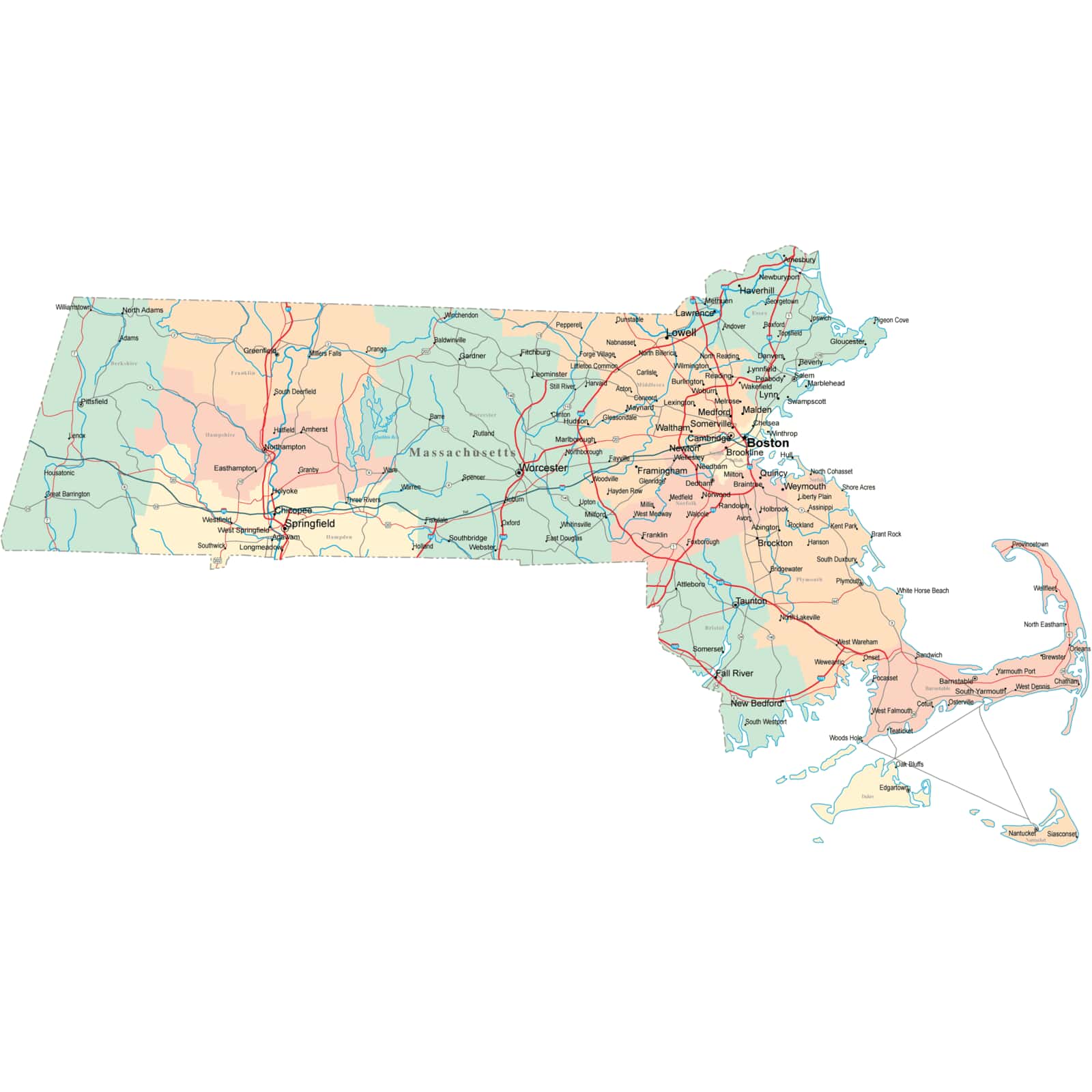 map of eastern massachusetts Massachusetts Road Map Ma Road Map Massachusetts Highway Map