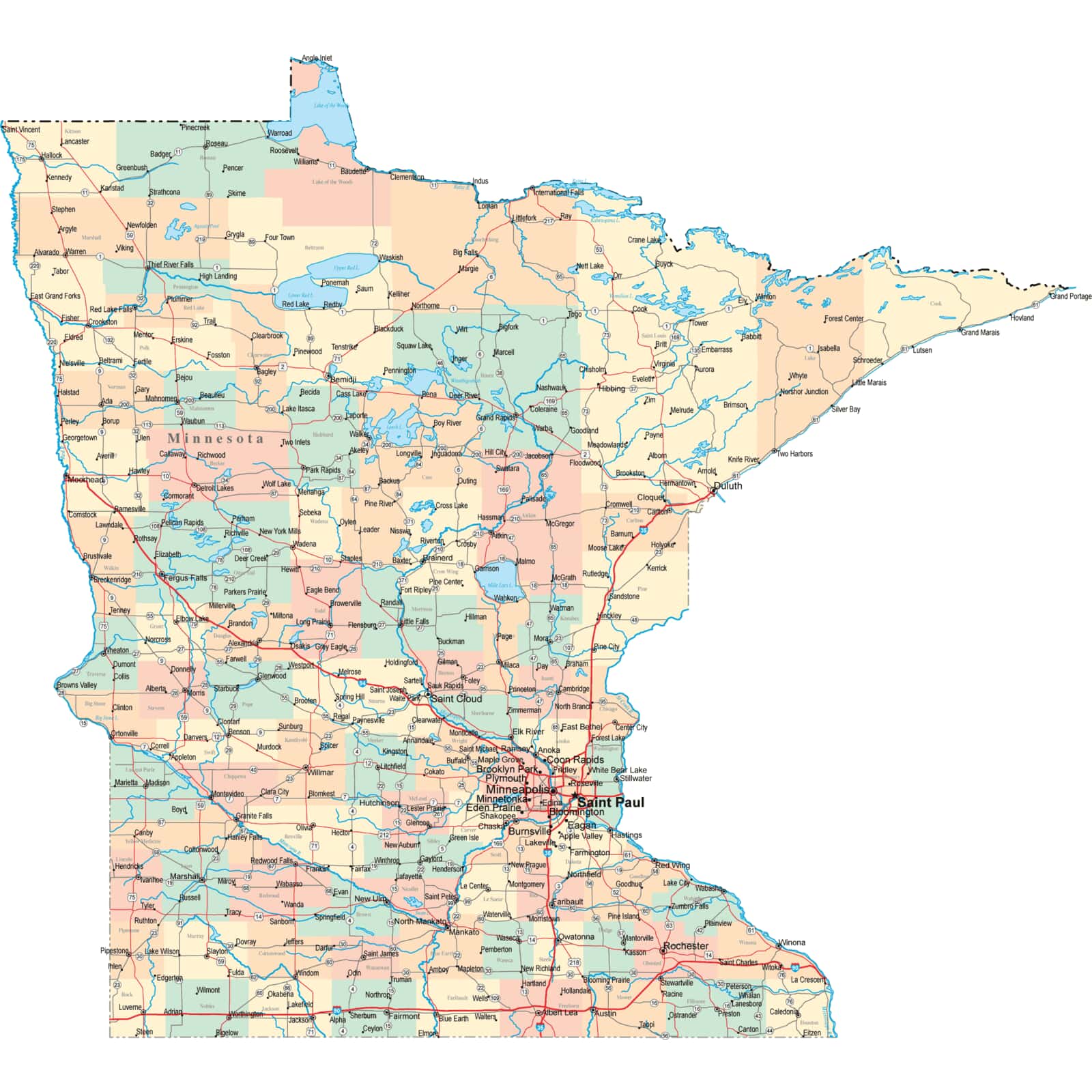 Mn County Map With Roads Minnesota Road Map   MN Road Map   Minnesota Highway Map