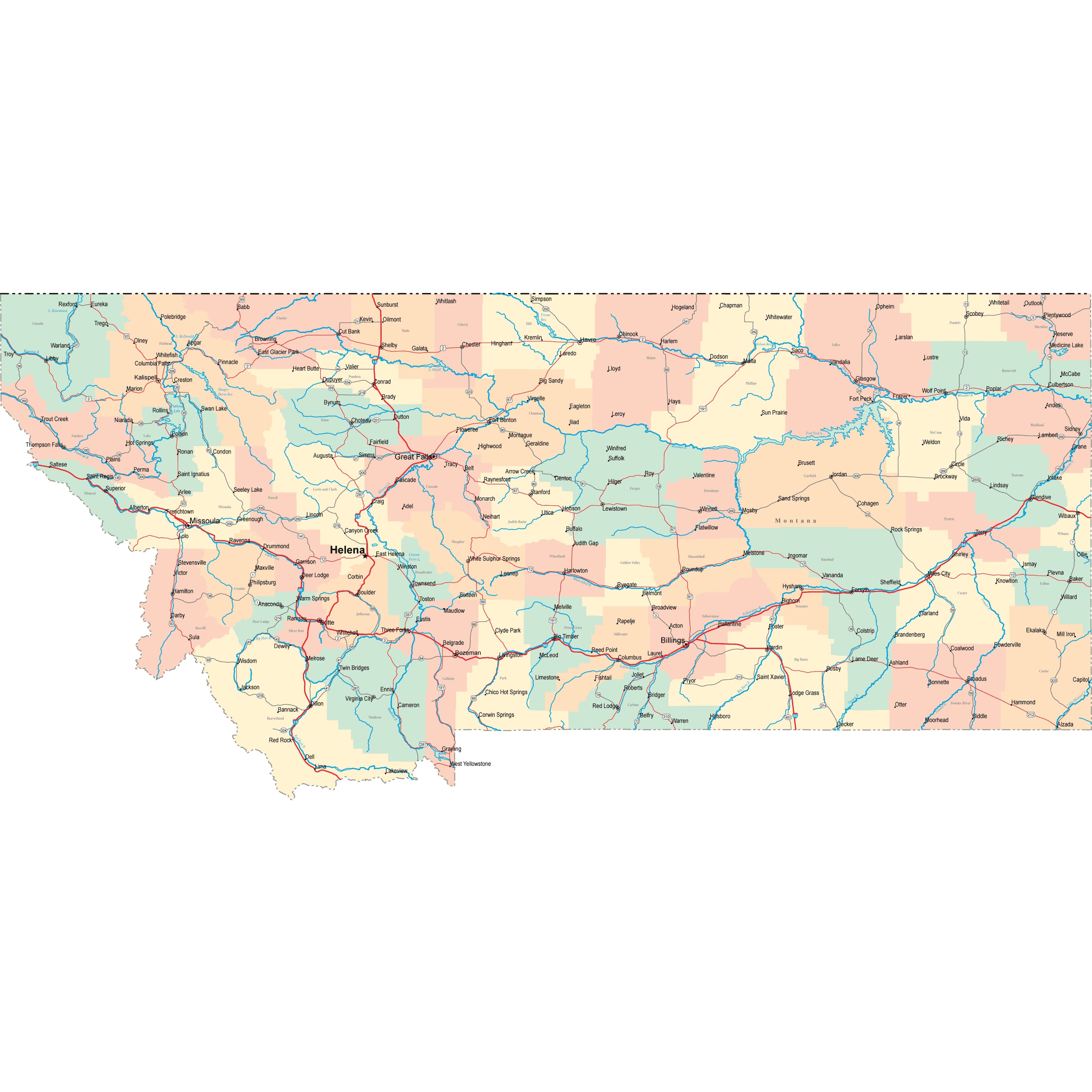 Montana Road Map - MT Road Map - Montana Highway Map