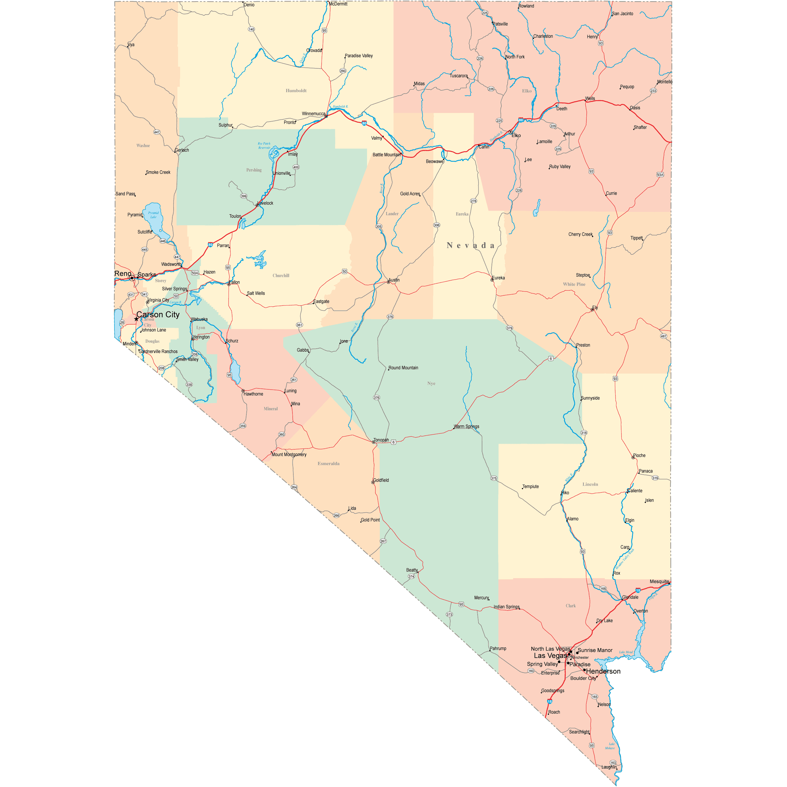 Nevada Road Map NV Road Map - Nevada Road Map Square