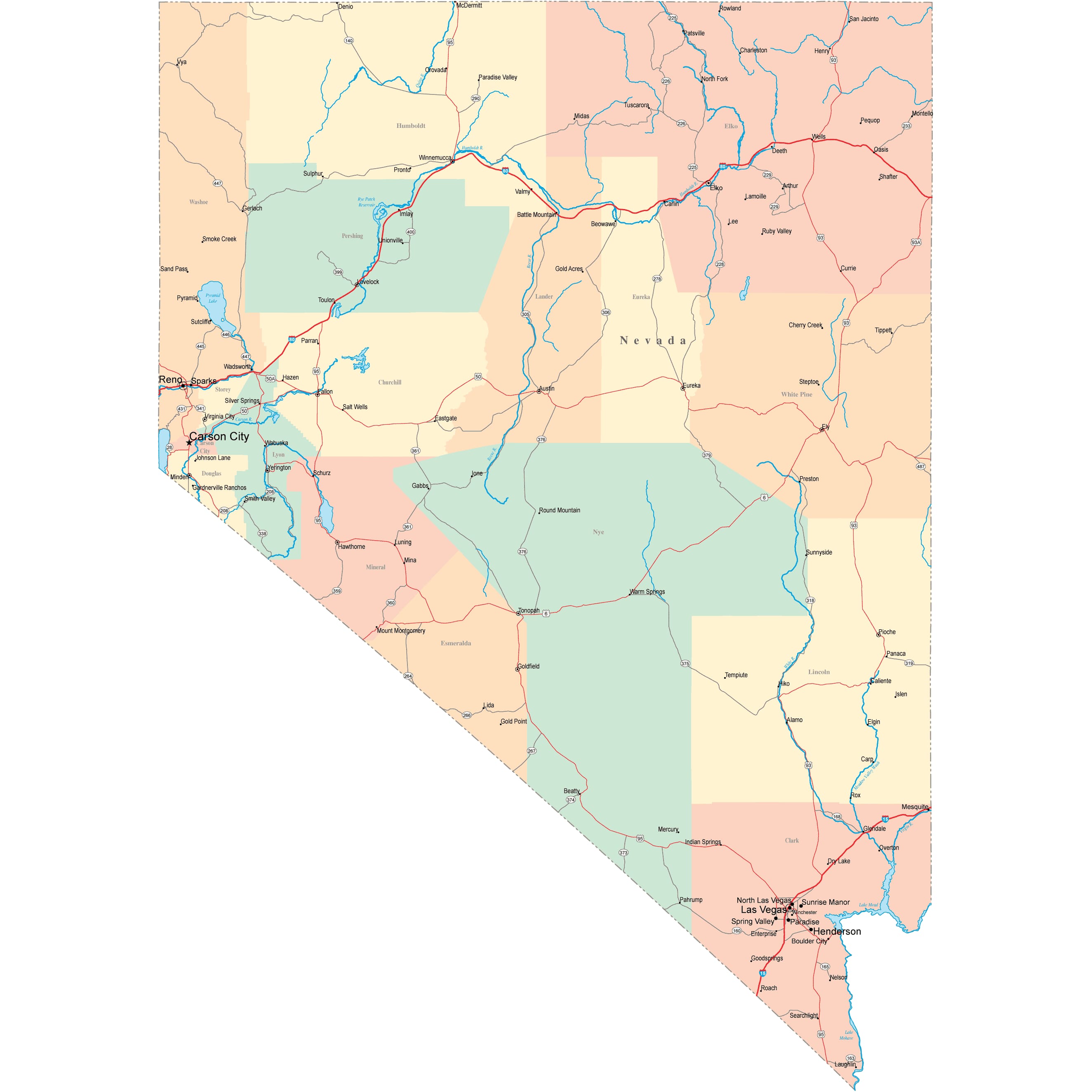 Nevada Road Map - NV Road Map - Nevada Highway Map