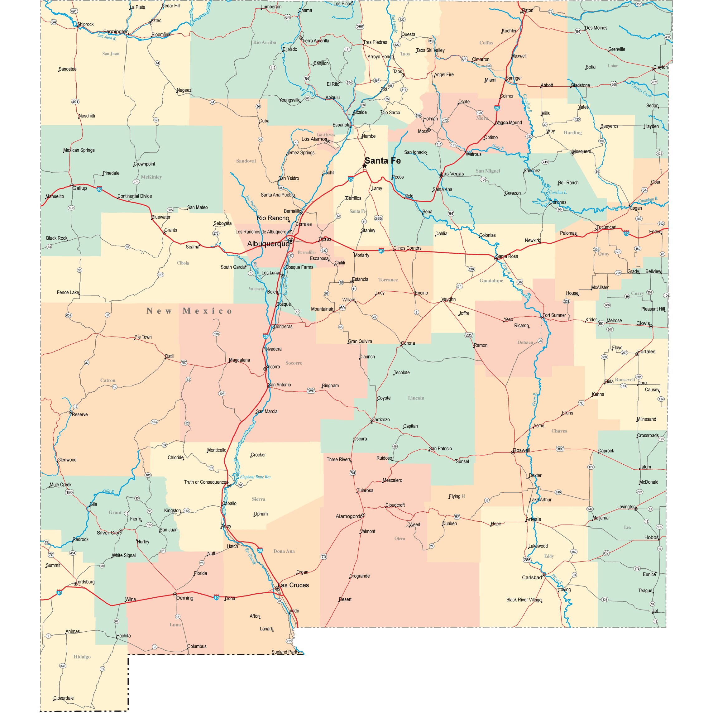 New Mexico Road Map - NM Road Map - New Mexico Highway Map