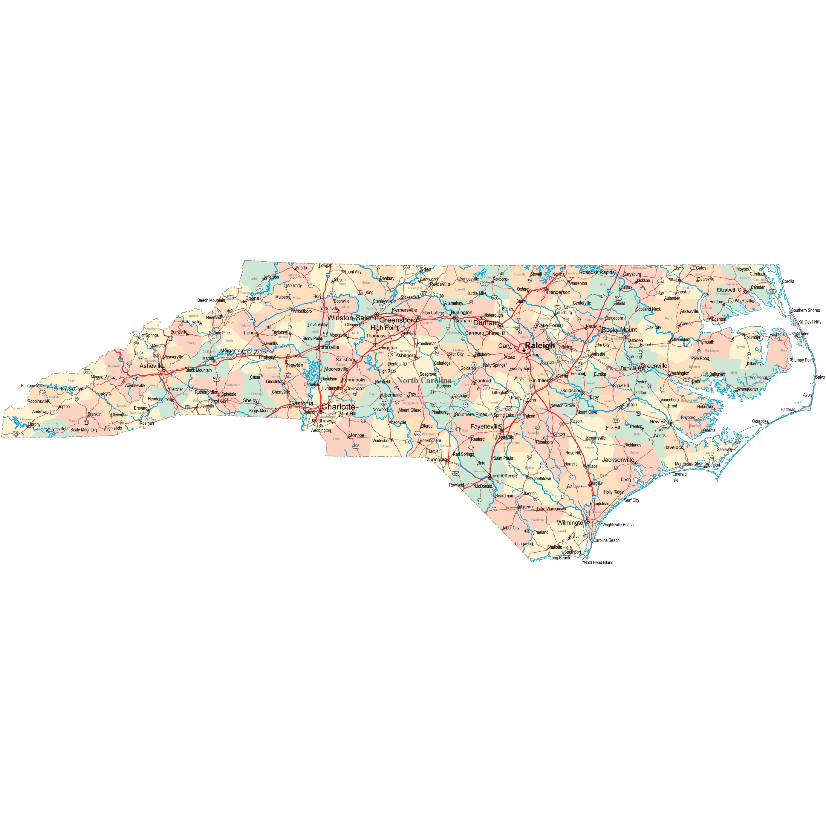 North Carolina Road Map Nc Road Map North Carolina Highway Map