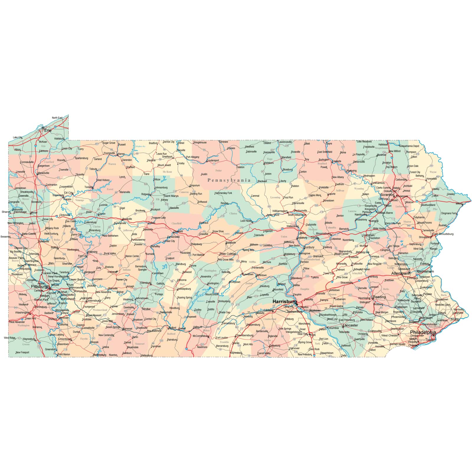 road map of pennsylvania Pennsylvania Road Map Pa Road Map Pennsylvania Highway Map