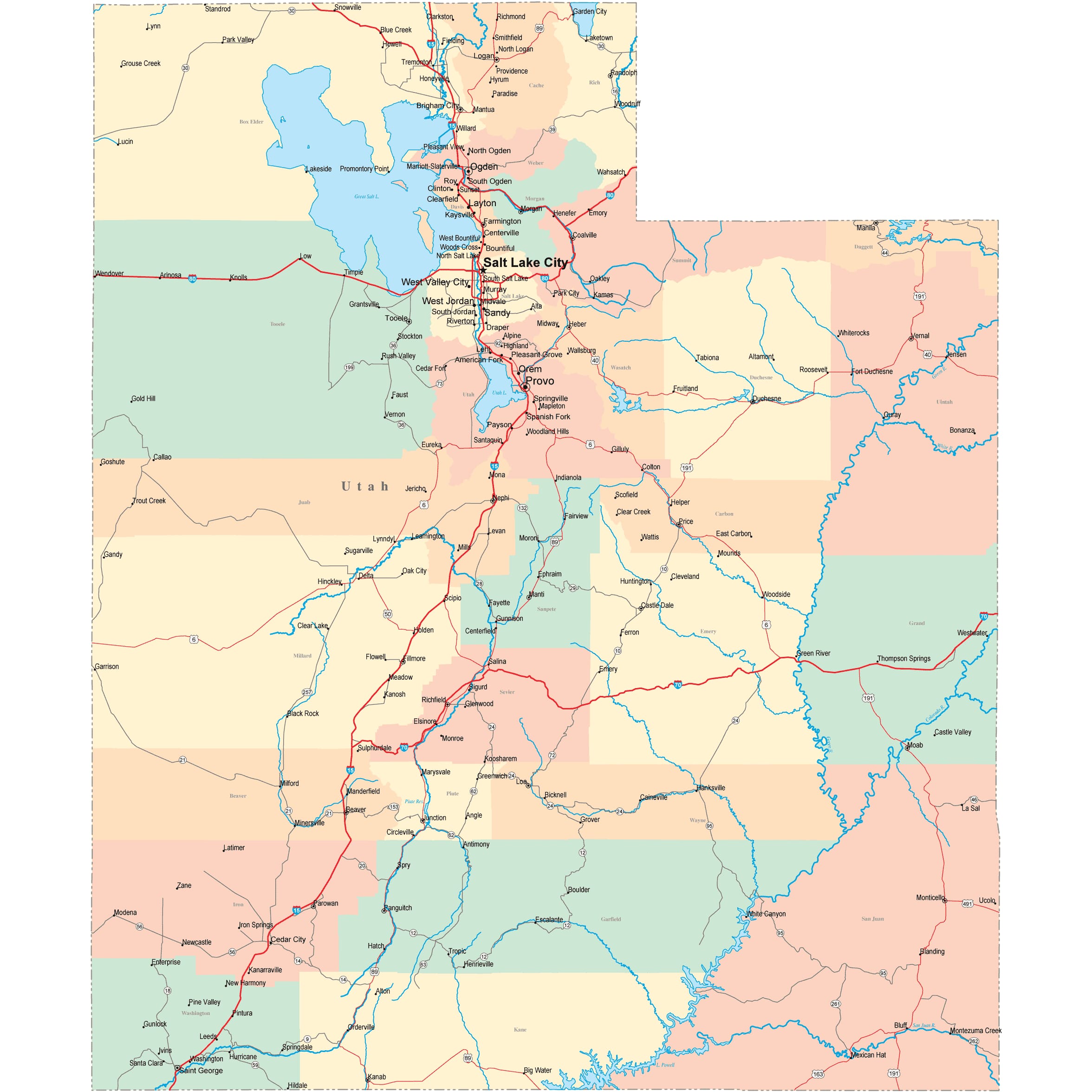 Utah Road Map Ut Road Map Utah Highway Map