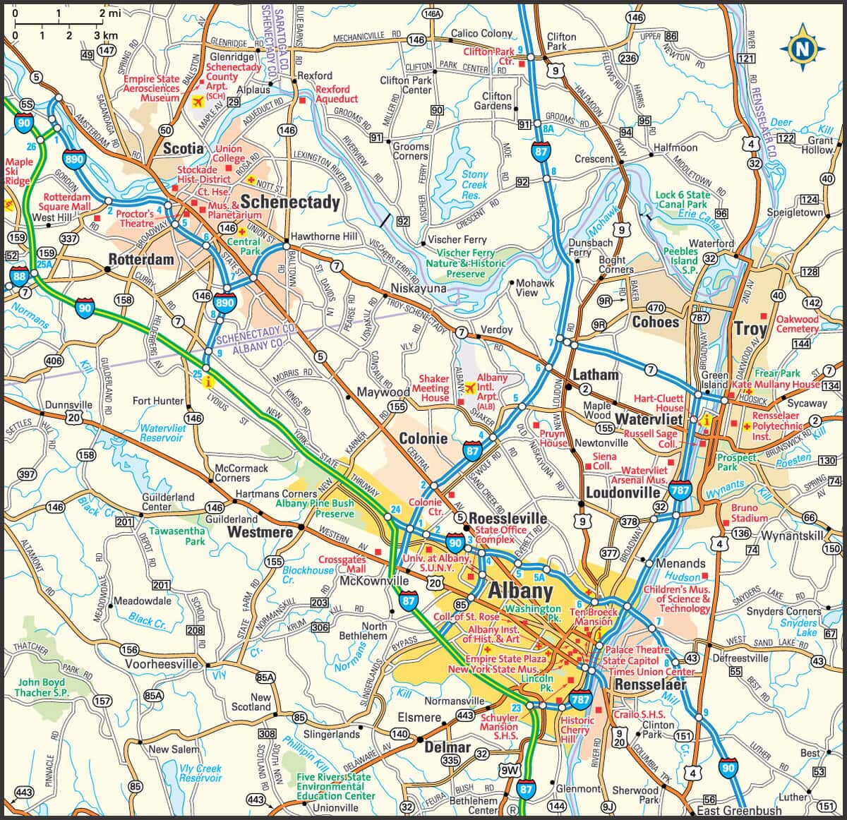 Map Of Albany Area New York City Map Directory - Maps Of New York Cities