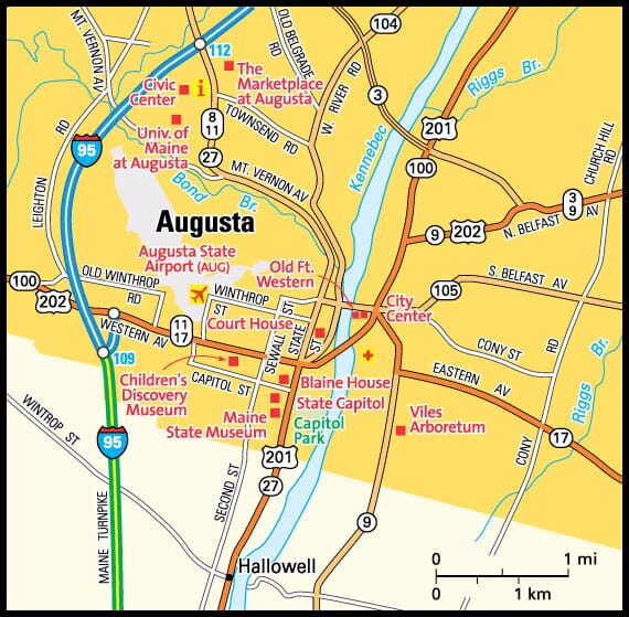 Augusta, Maine map