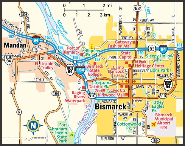 Bismarck, North Dakota map