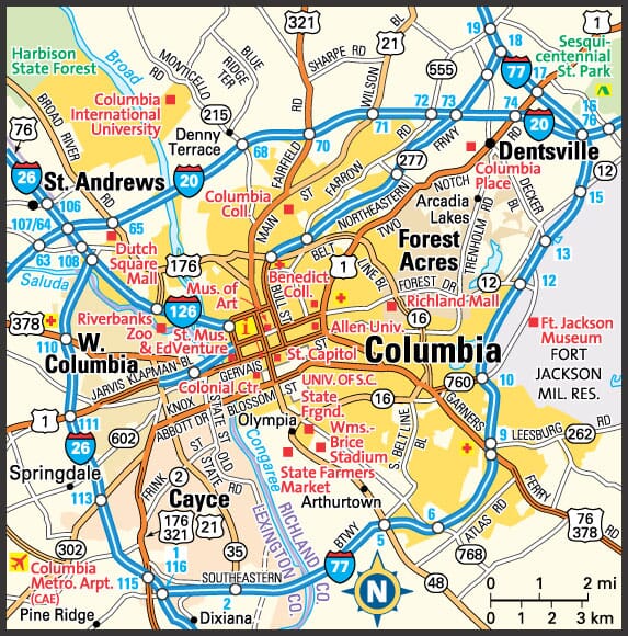 Columbia, South Carolina map