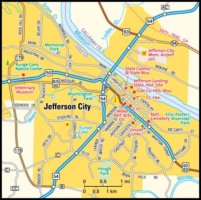 Jefferson City, Missouri map