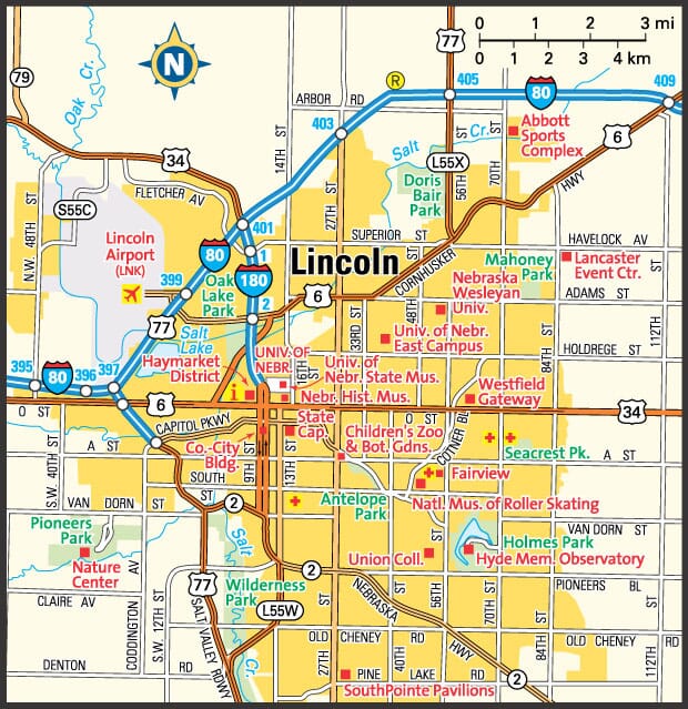 Lincoln, Nebraska map