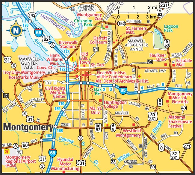 Montgomery, Alabama map