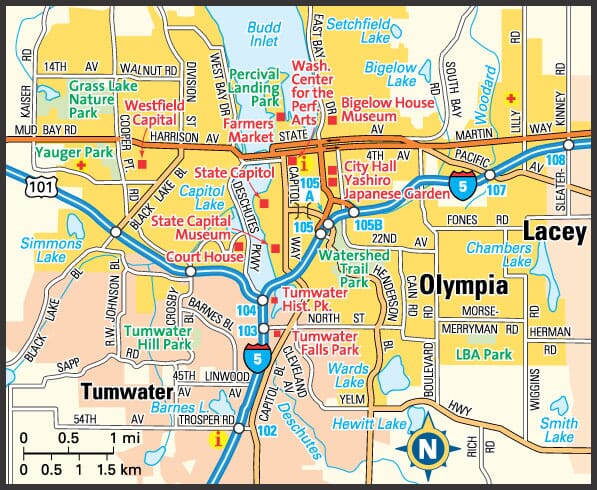 Olympia, Washington map