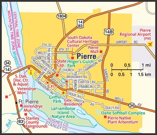 Pierre, South Dakota map