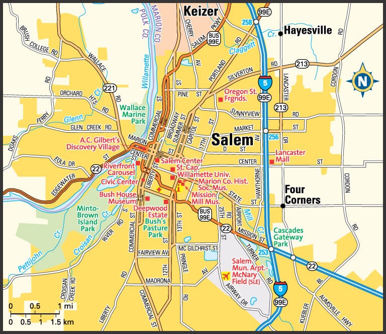 Salem, Oregon map